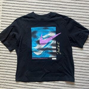 Nike Black T-Shirt with Purple Logo